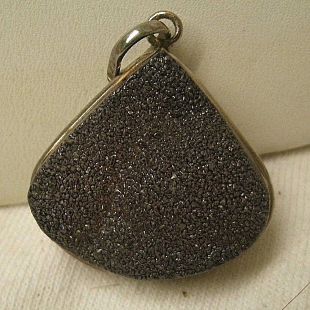 Handmade Titanium Druzy Pendant Sterling Silver